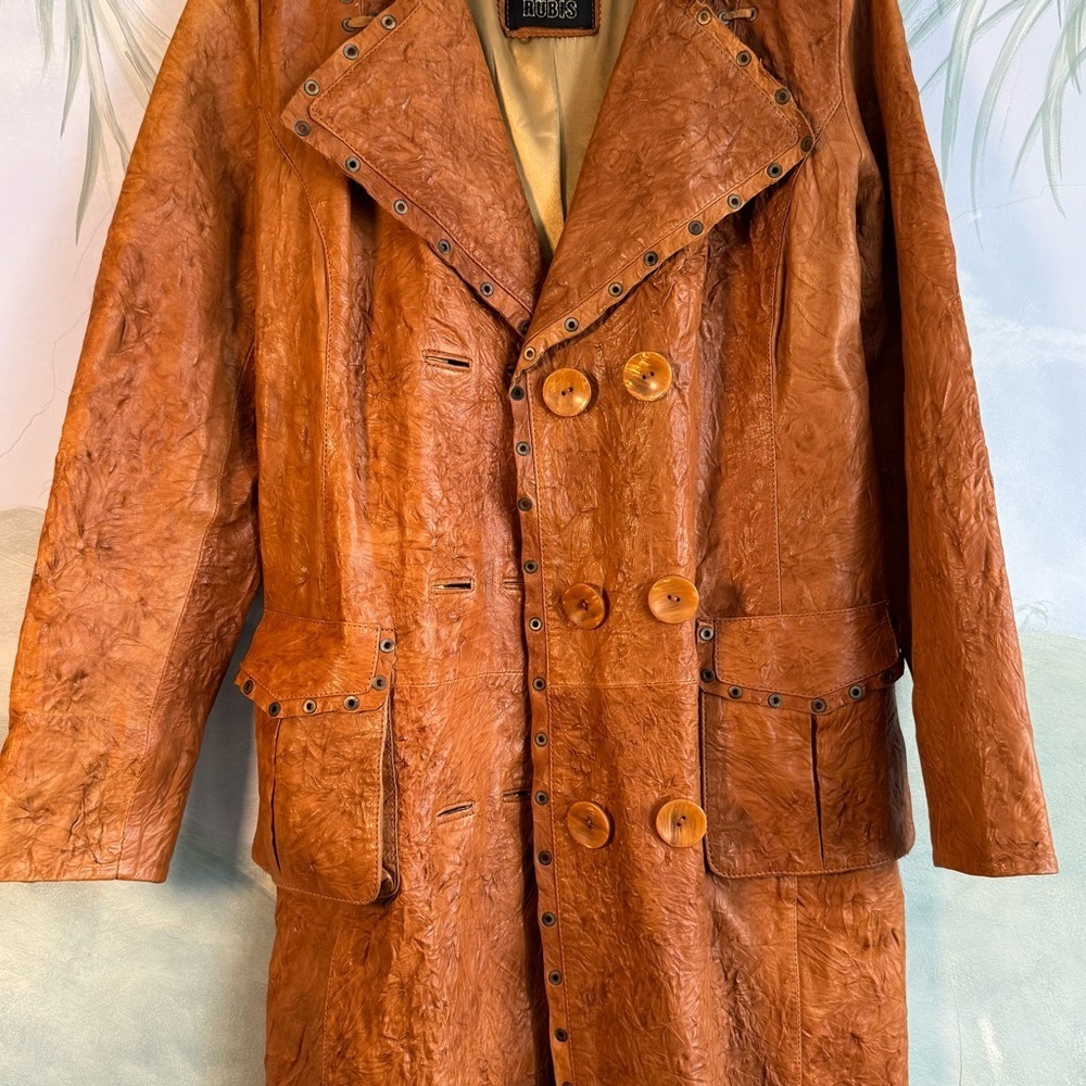 Rubie's boho Brown handmade leather jacket, Size L, NWOT - Picture 3 of 16
